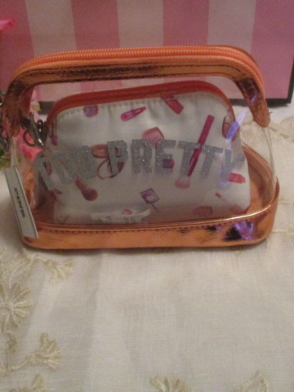 PINK MAKE-UP BAG DUO (MAKEUP PRINT) NWT